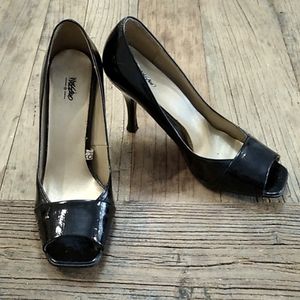 Mossimo Faux Black Patent Leather Peep toe Heels